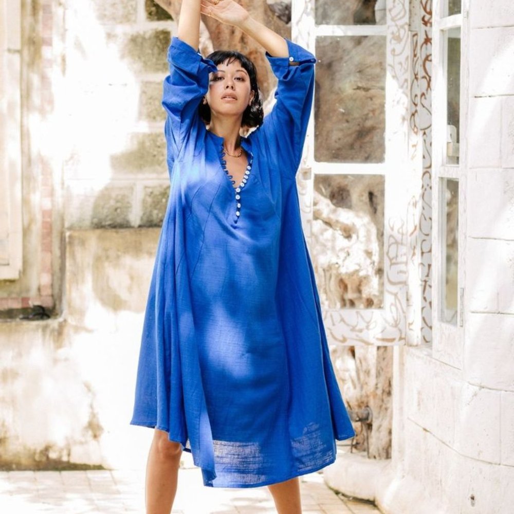 Light indigo Linen Dress- Sustainable